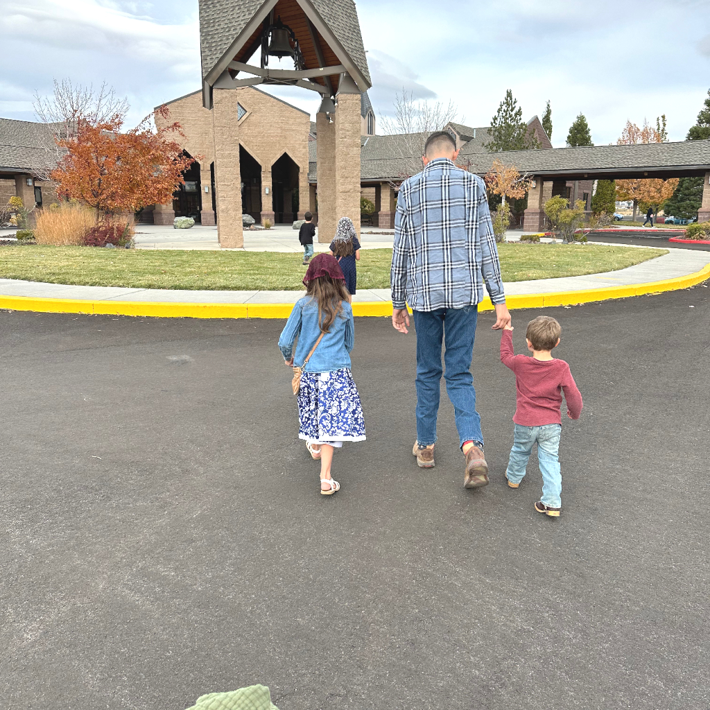 kids walking to mass, Catholic Church